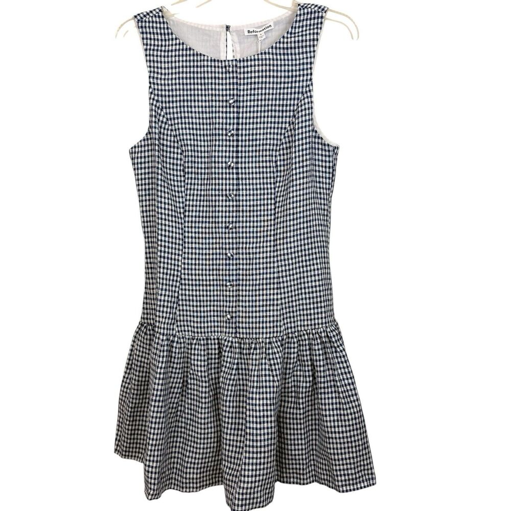 Reformation Black and White Gingham Mini Dress - Picture 2 of 11